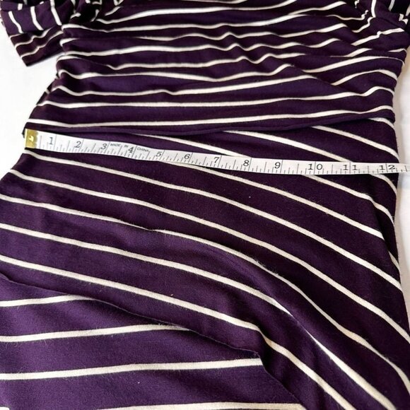 ANTHROPOLOGIE BAILEY 44 Purple Cream Stripe Bodycon Stretch Midi Dress S Knit - Picture 4 of 7